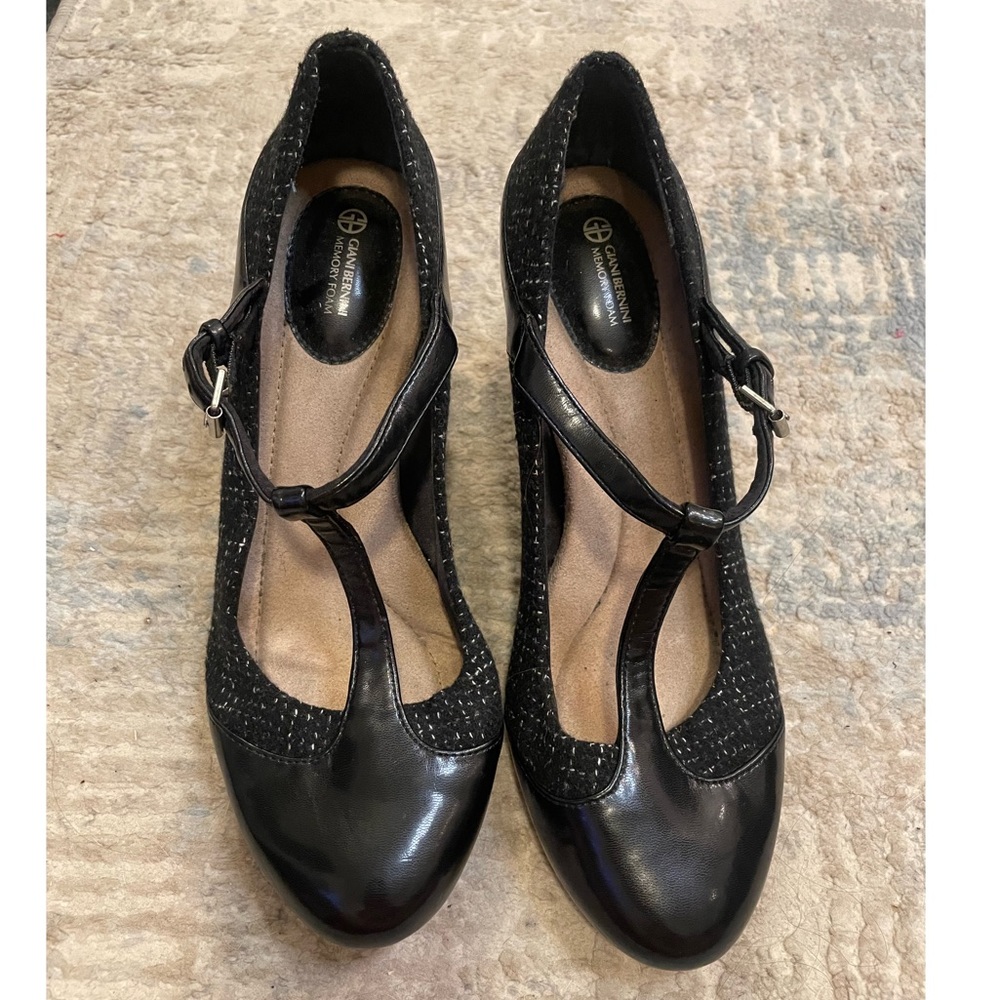 Giani Bernini Memory Foam Tweed/Black Mary Jane Heels
